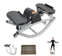 Portable Mini Lateral Rocking Stepper, Compact Rock Stepper Side to Side with Protective Blanket, Digital Display, for Home Office Gym Legs Glutes Abs gray