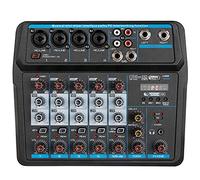 Portable Mini Mixer Audio Dj Console with Sound Card, Usb, 48v Phantom Power for Pc Recording Singing Webcast Party