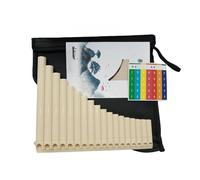 Portable Mini Pan Flute Panpipe Handmade ABS Wind Instrument 18 Pipe Pan Flutes Student Portabl Folk Musical Instruments Plastic Mini Portable Flute(White suit)