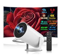 Portable Mini Projector,Auto Keystone Correction Projector 200 ANSI 4K Smart Projector with WiFi 6 BT 5.0 Screen Adjustment,180 Degree Flip,Built-in Android OS 11.0 Home Theater Projector