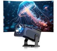 Portable Mini Projector with WiFi 6 and Bluetooth 5.0, Automatic Keystone Correction, 4K 1080P Support, 180° Rotatable for Bedroom Home Outdoor Movies