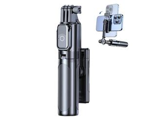 Portable Mini Selfie Stick, Pocket Size Selfie Stick, Phone Tripod, With Wireless Remote, Adjustable Holder, Black, For Travel, Hiking, Photography, Walking, Sports, Action Cameras