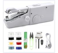 Portable Mini Sewing Machine, Cordless Electric Handheld Stitching Tool For Home DIY Clothes Repair and Crafting, Small Battery Powered Quick Sewing Kit(White)