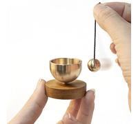 Portable Mini Singing Bowl Set | Beautiful sound and look | Little Tibetan Singing Bowl Set | Easy To Play | Chakra therapy, hand beaten | Creates Beautiful Sound for Healing (Brown-mini)