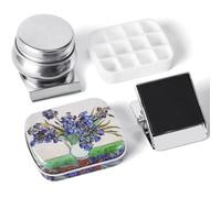 Portable Mini Tin Box 12-Well Empty Watercolor Palette Paint Mixing Tray is a Small Storage Travel Kit with Magnetic Clip and Oil Pot,Making it Outdoor Sketching and DIY Painting.Morning Glory