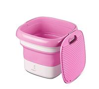 Portable Mini Turbo Washing Machine with Foldable Tub Compact Ultrasonic Turbine Washer Travel Laundry Washer Camping Apartments Dorms RV Business Trip (Pink)