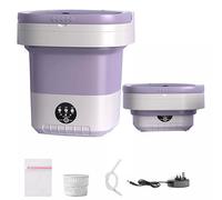 Portable Mini Washing Machine, 1.8KG 12L Capacity, Foldable Washer With Dryer Function, Low Noise 3 Cleaning Modes, Smart Small Laundry For Underwear, Socks, Baby Clothes, Camping, Travel (Purple)