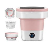 Portable Mini Washing Machine 11L Upgraded with Spin Basket Laundry Machine, 3 Modes Deep Cleaning for Underwear Small Delicates Mini Foldable Washer and Dryer Combo（pink）