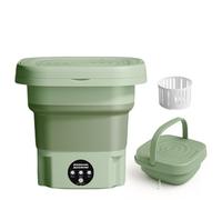 Portable Mini Washing Machine 8L, Foldable Washer with Spin Dry & Drain Hose, Quiet Motor, Quick Wash for Baby Clothes, Underwear & Delicates, Travel Dorm Caravan Laundry (Green)