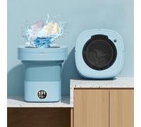 Portable Mini Washing Machine - Foldable 15L Compact Laundry Washer & Spin Dryer for Travel, Apartments, Socks, Underwear - Blue Color, Space-Saving Design