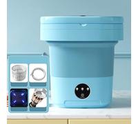 Portable Mini Washing Machine - Foldable Washer & Dryer, Compact 8L Collapsible Laundry for Travel, Apartment, Dorm, RV & Camping - Ideal for Baby Clothes, Socks & Underwear - Blue