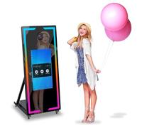 Portable Mirror Photo Booth, 65" Selfie Touch Screen Machine Photobooth with RGB Light Ring and Flight Case, for Events Parties Wedding Rental