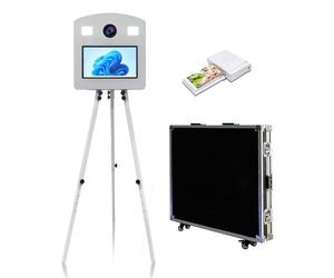 Portable Mirror Photo Booth with 15.6" Touchscreen, APP Control & RGB Light, DSLR Photo Booth Machine Includes Flight Case for Wedding Parties Events Rental Graduation (Photo Booth + Printer)
