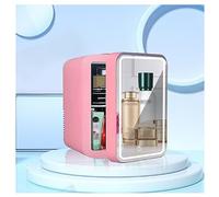 Portable Mirrored Beauty Fridge, With Led Mirror, 8L Capacity Mini Fridge Makeup, Hot And Cold, Car And Home Dual Use Skin Care Mini Fridge, Makeup Fridge For Skincare,Pink