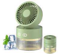 Portable Misting Fan, 3-in-1 Rechargeable Cool Mist Desk Fan with 350ml Water Tank, Foldable Mini Air Cooling Fan with 3 Speeds, 120° Adjustable Tilt & Night Light for Bedroom, Office, Travel (Green)