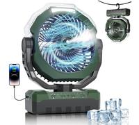 Portable Misting Fan 460ml Large Tank,24000mAh Rechargeable Battery Powered Camping Fan with 2 Meters Spray,Light & Remote,Jobsite Beach Summer Essentials,Mist Fans for Indoor,Outdoor, Patios, Travel