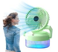 Portable Misting Fan, Air Circulator USB Rechargeable, Quiet Foldable Cooling Fan with Light for Camping Garden Gym Travel Desk Tent School Outdoor