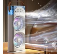 Portable Misting Fan, Color LED Lights Desktop Fan USB Rechargeable, 600Ml Water Storage 3 Speed Cooling Tool For Home/Office/Outdoors