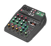 Portable Mixer, 4 Channel Stereo Mixer, Mini Sound Mixing Console Record Mixer, High Headroom Mixer Support XLR, Mic, 1/4 Input for PC, USB Flash Drive,BT