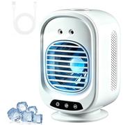 Portable Mobile Cooler Air Conditioner,Personal Desktop Cooler/Humidifier with 3 Speeds & 2 Mist Modes,150° Auto-Oscillation,1-3H Timer,Rechargeable Cooling Fan for Office Home Bedroom Camping (White)