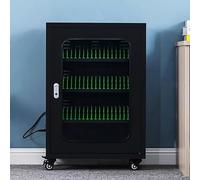 Portable Mobile Device Charging Station with Lockable Compartments and Wheels for Secure Organization and Charging in Schools, Offices, and Public Spaces