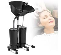 Portable Mobile Salon Basin, Portable Salon Basin Shampoo Bowl Sink, Height Adjustment 97-133cm, Telescopic Drain Pipe Adjustment 33-140cm, Foot-operated Drainage Design, with Pump, for Barber Shop