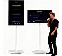 Portable Mobile TV - 27in Touchscreen Monitor, 1080P Smart Display with Camera, 6+64GB/8+128GB Floor Standing Design