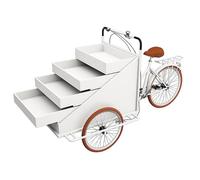 Portable Mobile Vending Bicycle Cart,Tricycle Vending Carts With Four-Tier Display Stand,Iron Food Stall Display Stand For Street,Markets,Festivals(White)