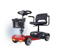 Portable Mobility Scooter, Mobility Chair, 4 Wheel Electric Mobility Device, Airline Friendly, 20 KM Removable Battery, LED Headlight, Rear Reflectors, Basket, 250W Powerful Motor, Flip Up Arm Rest