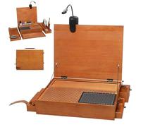 Portable Model Building Table Workstation with Light & A5 Cutting Mat, Foldable High-Precision Tool Organizer Box for DIY Craft Coloring Polishing