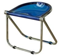 Portable Modern Acrylic Armless Folding Chair, Blue Plastic Foldable Dining Chair with Metal e, Backless Event Seating for Home, Office, Living Room, Outdoor Use (21.6" W x 15" D x 20.8" H)
