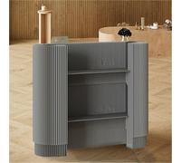 Portable Modern Curved Reception Desk - Space-Saving Chut Counter for Trade Shows Shops Bars & Hotels - Stylish Gray Display Table for Small Retail Spaces