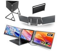 Portable Monitor for Laptop, 15.6” 1080p FHD Tri-Fold, Type-C/HDMI/USB-C, 360° Viewing Angles, Compatible with Windows and Mac, Plug and Play Extended Screen