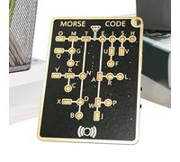 Portable Morse Card, Interactive Signal Button, LED Practice Trainer, Telegraph Learning Communication Device, Compact Home School Travel Kit, Training Tool for Beginners, Couples, Spouse, 5.4x4x0.8cm