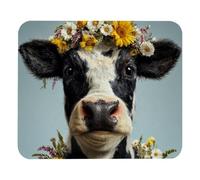 Portable Mouse Pad Anti-Slip Rubber Cute Custom Pattern Funny Cow Cattle with Flowers Gaming Mousepad Desk Pad 25x30cm for Laptop,Game,PC