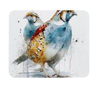 Portable Mouse Pad Square with Stitched Edge Watercolor Common Quails Mouse Mat Keyboard Pad 25x30cm for Office,Home,PC