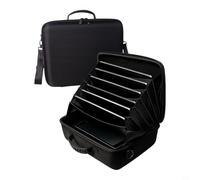 Portable Multi-Tablet Carrying Case Shock-Resistant EVA Hard Shell Bag | 7-Slot Tablet Storage Organiser 32.5x12x24.5cm, Dual Handheld & Crossbody Carry with Reinforced Handle for Classrooms Black