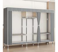 Portable Multifunctional Canvas Wardrobe - Space-Saving Fabric Closet with Shelves & Hanging Rod for Bedroom Storage for Clothes & Accessories