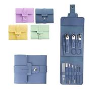 Portable Nail Clipper Set (12/16pcs), Stainless Steel Multi-Functional Nail Clipper Set, Heavy-Duty Stainless Steel Nail Care Set with Clippers, Scissors, Care Tools, Travel (Blue, 12pcs)