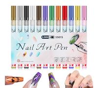 Portable Nail Design Pens - 12 Color 0.5mm Dotting & Doodle Markers for Fingernail Design, Manicure, Decorating, Drawing, Tracing, Handcraft at Home, Salon, Parties, Travel Friendly