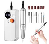 Portable Nail Drill Kit Rechargeable 30000 RPM Electric Nail Machine Professional Cordless Efile Nail Drill Set with 7 Nail Bit, Polishing