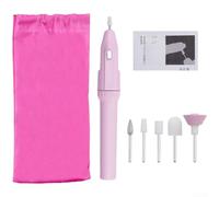 Portable Nail Drill Machine for battery Operated E-File with 5 Bits for Acrylic Nails Gel Polish Removal Smoothing Hard Skin Professional Home Care White 16.5cm(Pink)