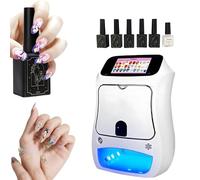 Portable Nail Printer Machine Kit, 3D Smart Nail Art Printing Device with 5" Touchscreen, APP Control, 4800DPI High-Resolution, AI Nail Shape Recognition, DIY Digital Nail Painting for Home & Salon