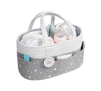 Portable Nappy Caddy with 3 Detachable Compartments - Grey Nursery Organiser Basket - Diaper Storage & Wipes Holder - Ideal Baby Shower Gift