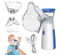 Portable Nebulizer Machine for Adults & Kids - Adjustable Silent Nebuliser with 2 Masks (1 Big + 1 Small) & Mouthpiece - Home & Travel Steam Inhaler (Blue)