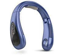 Portable Neck Fan Cooling Airflow 5000mAh Battery Operated USB Rechargeable with 3 Speeds Headphone Design Hands-Free Bladeless Fan for Home Office Outdoor Camping Traveling Sport Dark Blue