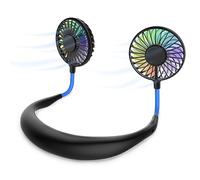Portable Neck Fan, Handsfree Mini Fan USB Rechargeable Wearable Neckband Fan, Necklace Fan, Cooler Fan with Dual Wind Head 3 Speeds Setting for Traveling Sport Outdoor Camping Office Room Blk Blue