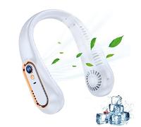 Portable Neck Fan, Personal Wearable Bladeless Fan with 360° Airflow, LED Display, 5-Speeds, USB Rechargeable Hands Free Fan for Outdoor Indoor, Gifts for Men Women Dad Mom (White)