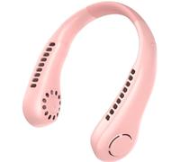 Portable Neck Fan, USB Bladeless Mini Fan with 360°Airflow, Cooling Summer Vaneless Hanging Neck Fans Three-speeds Change for Home Office Travel Outdoor Sports (Pink02)