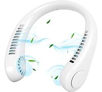 Portable Neck Fan, USB Bladeless Mini Fan with 360°Airflow, Cooling Summer Vaneless Hanging Neck Fans Three-speeds Change for Home Office Travel Outdoor Sports (White)
